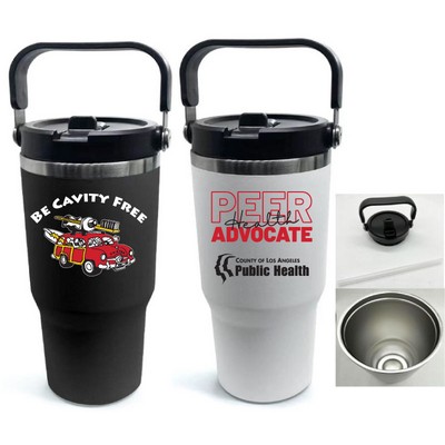 20 Oz. Stainless Steel Vacuum Insulated Tumbler with Straw & Carry Loop